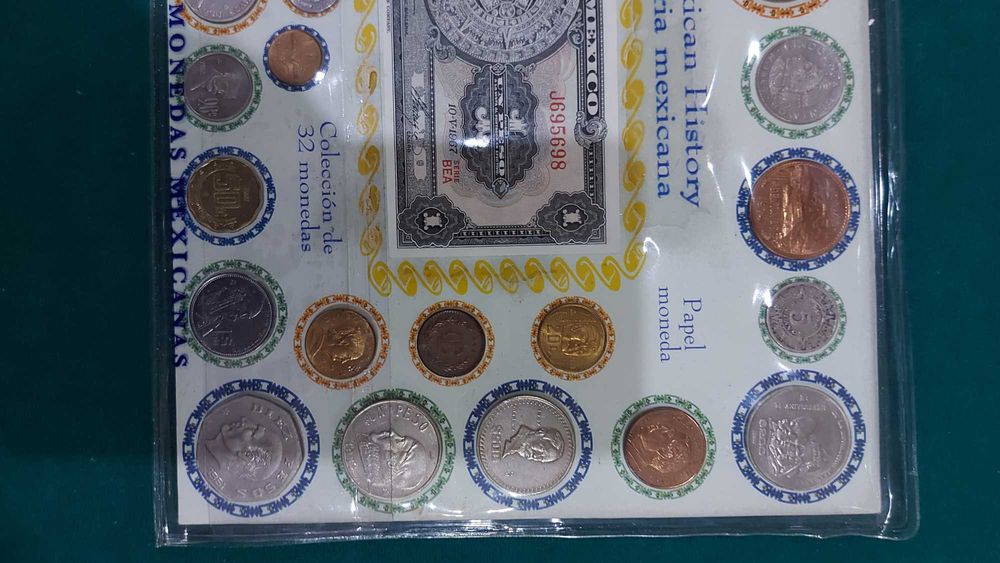 Coleção de Moedas e Nota do México — (32 moedas + 1 nota)