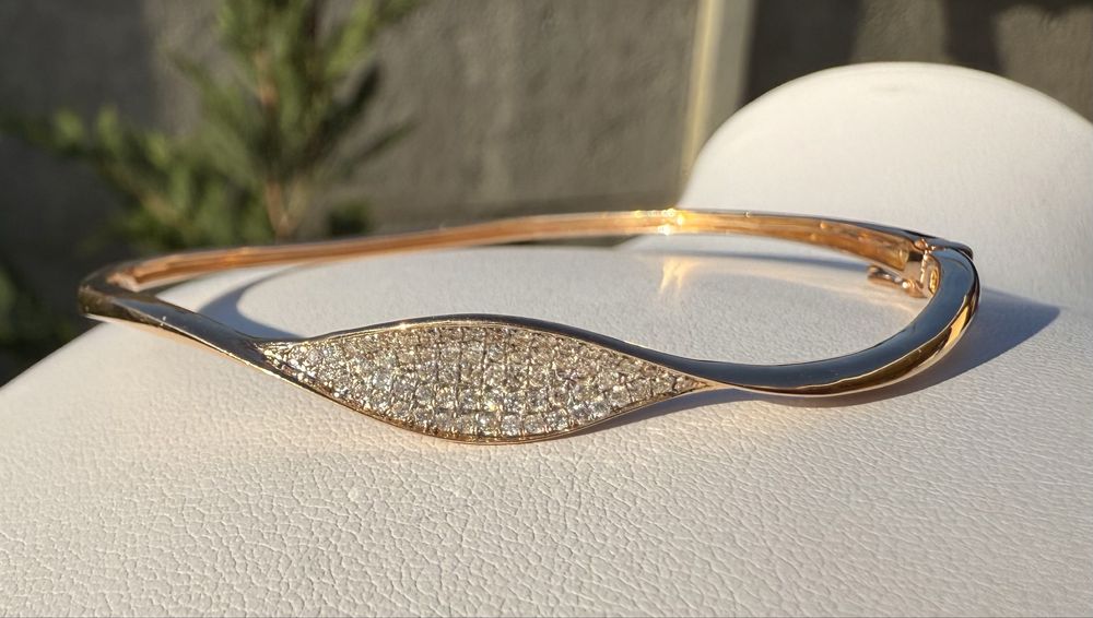 Браслет з діамантами 0,28 Сертифікат, вага 7,72 гр рожеве золото