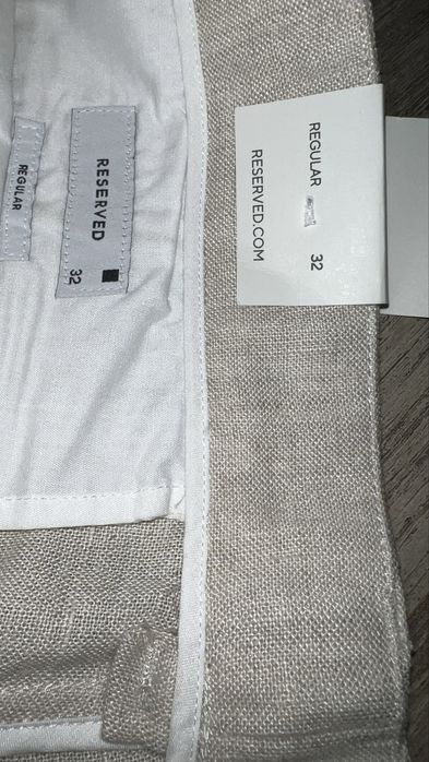 Len 55% spodnie męskie letnie jasne reserved 32 pas 86 cm L