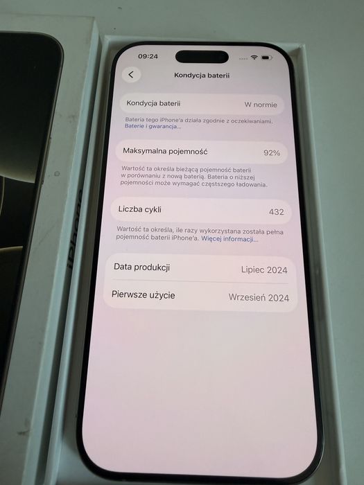 iPhone 16 Pro 256gb Natural Titanium Stan Idealny Bateria 92%