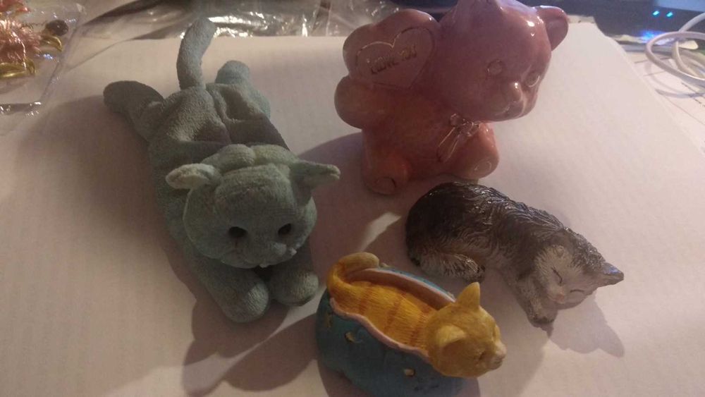 коллекция кот кошка статуэтка керамика фигурка серый розовый НАБОРОМ