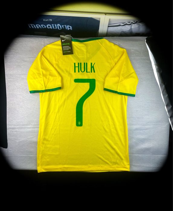 (XL) HULK 7 BRAZIL WORLD CUP 2014 Vintage Brazylia Nike Nowa Żołta Domowa Piłkarska Koszulka Sportowa T-shirt Kolekcjonerska na co Dzień Jersey