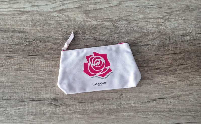LANCOME kosmetyczka ecru z różą kwiatkiem kwiatem