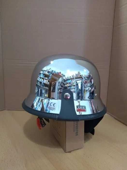 NOWY!!! kask, niemiecki otwarty orzeszek na czopera chrom german