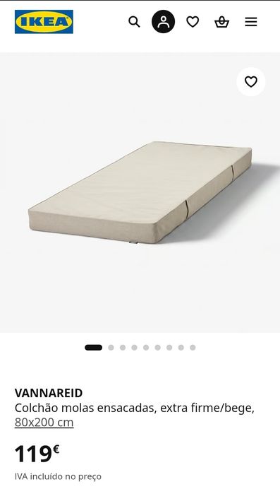 Colchão IKEA Vannareid Molas Ensacadas Beje