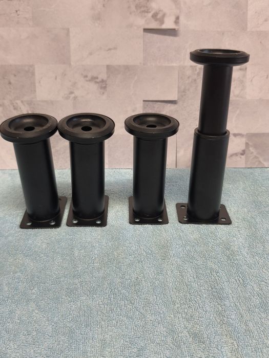 4 Pés Ajustáveis para Móveis, Pés Pretos 12-18 cm, P de Suporte em Metal para Armários, Mesas, Sofás, Camas, Pés Ajustáveis