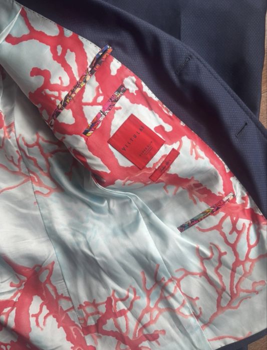 Granatowy niebieski męski garnitur Vistula