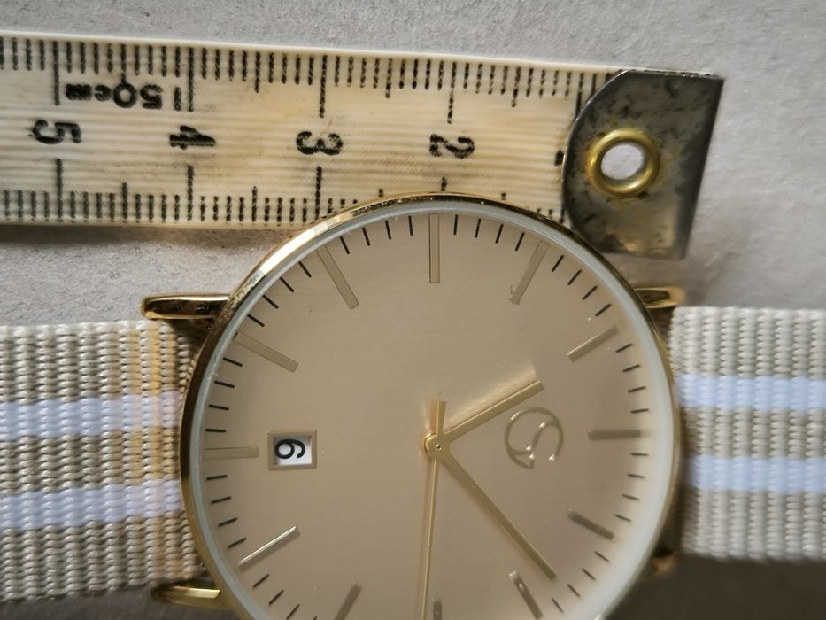 Gentleman Selection zegarek męski beżowy prezent dwa paski datownik