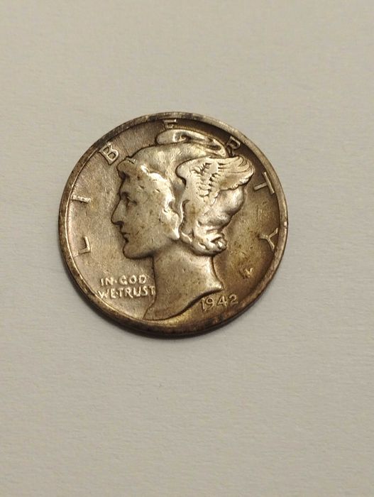 Sprzedam monetę USA  One Dime 1942r. Mercury - srebro