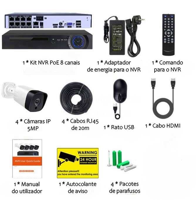 Sistema CCTV ‼️ 6 Câmaras PoE ‼️ 5MP ‼️ Reconhecimento Facial