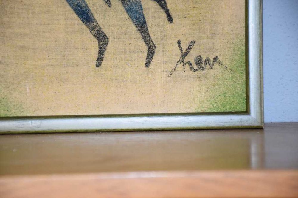 Quadro africano (Angola) pintado a tinta de areia – Par de Dançarinas – 1997