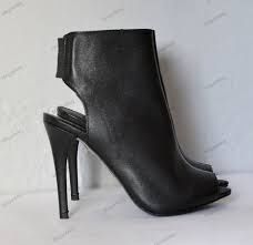 Mango skórzane Szpilki botki peep toe