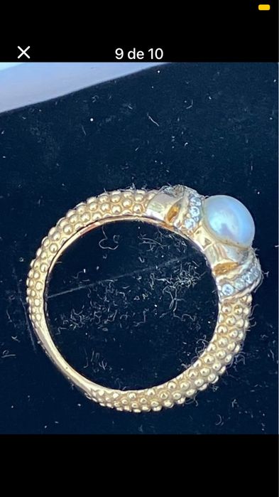 Anel em prata perola e pedras