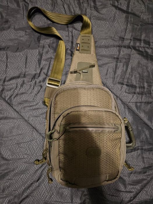 Однолямочный рюкзак тактич M-Tac Cross Bag Slim Elite Hex Coyote