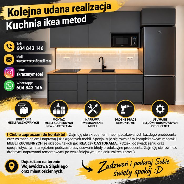 Skręcanie mebli paczkowanych /naprawa mebli/ wzmacnianie szaf, łóżek