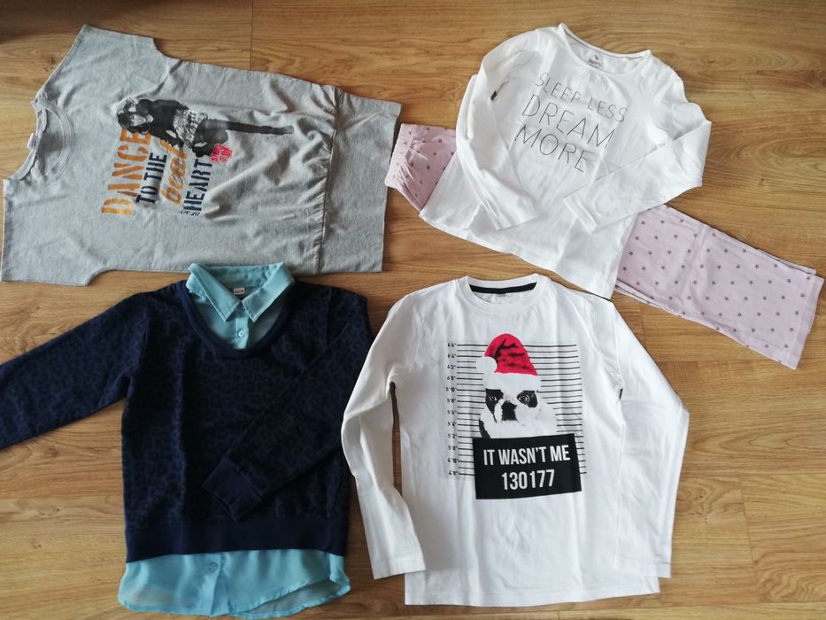 Zestaw dziewczęcy rozm. 134/140, bluzka świateczna