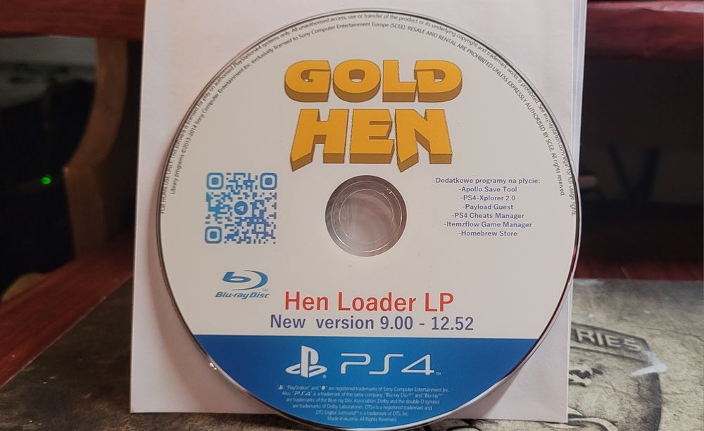 PS4 12.52 HenLoader Jailbreak Lapse Goldhen płyta BluRay poligrafia