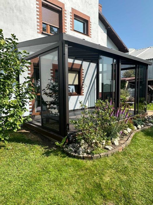 Ogród zimowy szklany Antisol 5x3m, przesuwne ściany ,oświetlenie, Prod