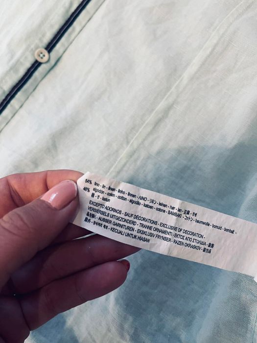 Zara man m slim fit piękna koszula len bawełna