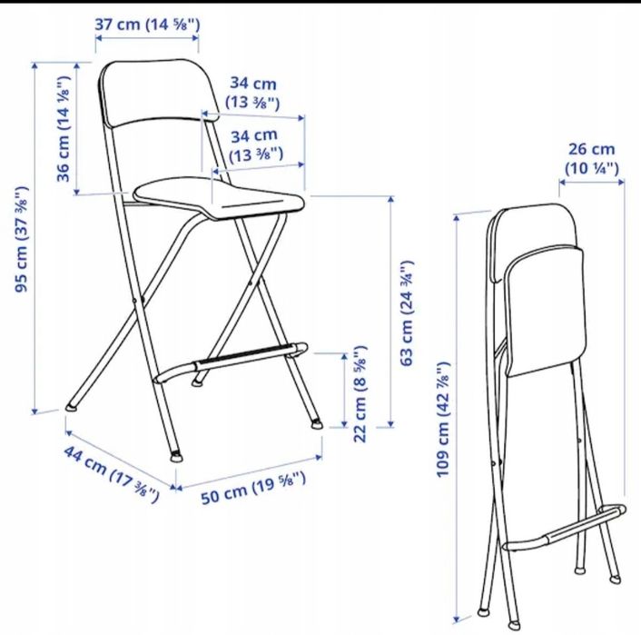 Ikea Franklin wysokie krzesło barowe, hoker, 2 szt