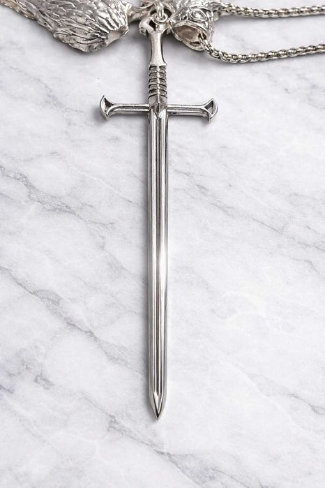 Naszyjnik skrzydła i miecz Chrome Hearts style