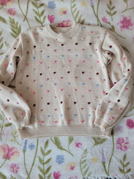 Sweter h&m jak nowy kropki 122/128