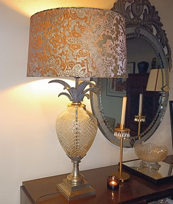 Candeeiro em latão com vidro biselado