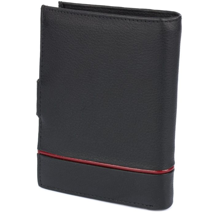 portfel męski z lampasem bellugio  - czarno-czerwony