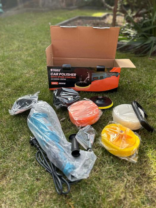 ZESTAW Polerka Samochodowa 2600W + Pady Polerskie GRATIS NOWE MOCNA