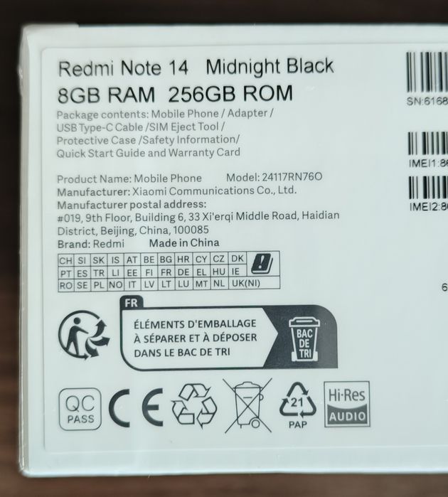 Смартфон Redmi Note 14, 4G, 8/256, NFC, 5500mAh