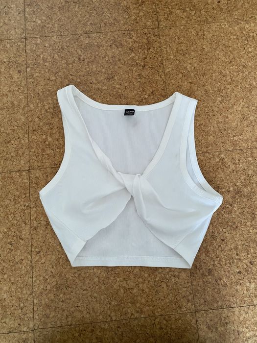 Top branco manga cava