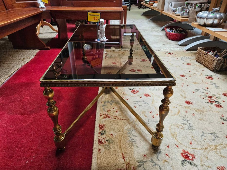Mesa de centro em latão e vidro - óptimo estado geral