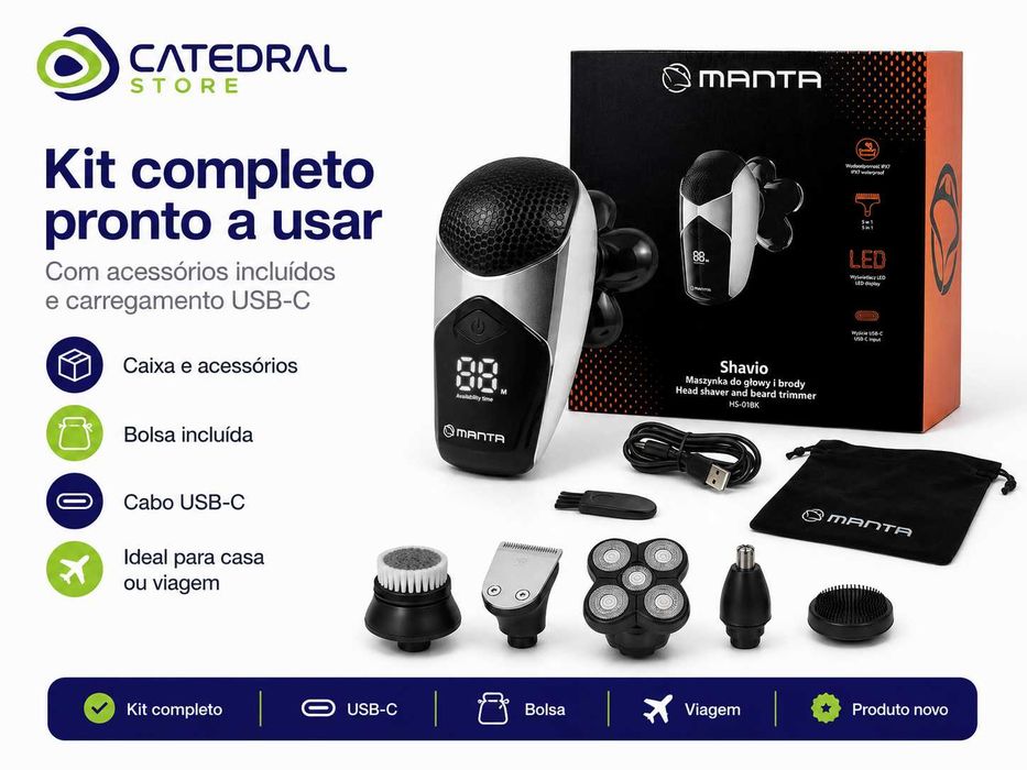 Máquina de Barbear Cabelo e Barba 4 em 1 MANTA