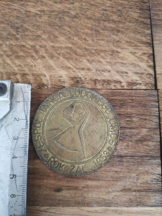 Stara moneta ZESPÓŁ TAŃCA LUDOWEGO UMCS ROK ZAŁ 1953 średnica 5 cm