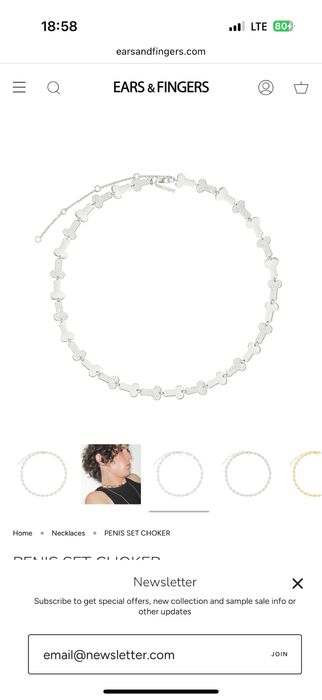 Кольє.Чокер. Срібло. Ears and Fingers . Gunia Grains de verre