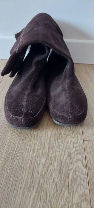Kangol r.38 brązowe zamszowe kozaki do połowy łydki