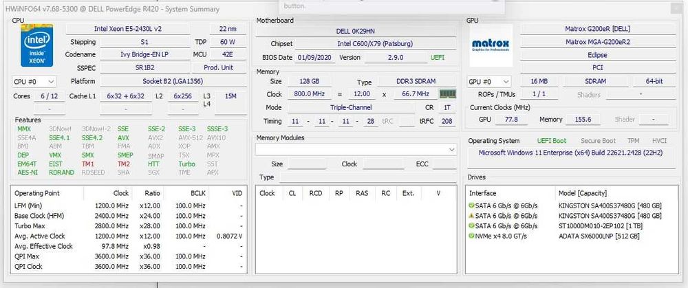 Сервер DELL R420 1U 128GB RAM + PERC H710 ( прошитий ) + iDRAC9