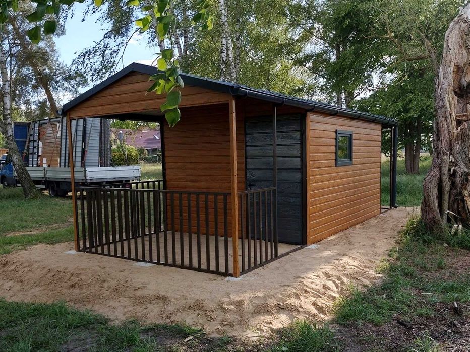 Domek ogrodowy 3x4m + wiatki Okno premium Drzwi  - złoty dąb /grafit