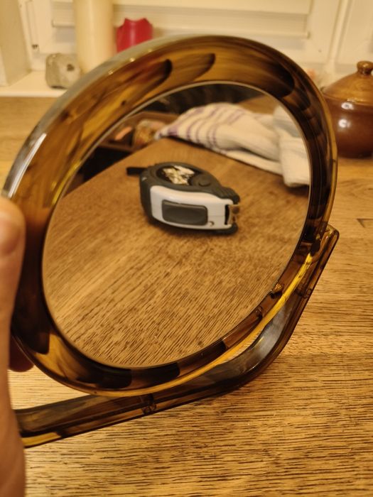 Stare lusterko dwustronne kosmetyczne z PRL ¹⁹⁷