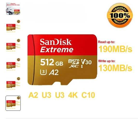 100% оригинальная карта памяти SanDisk Extreme 32/64/128/ 256/512 гб.