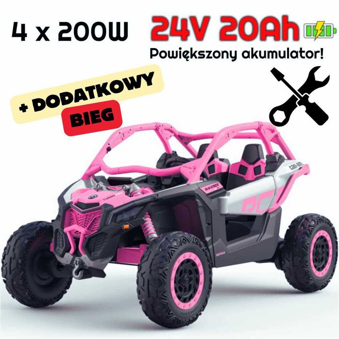 Różowe autko CAN-AM Maverick + wolny bieg BUGGY 24V 800W