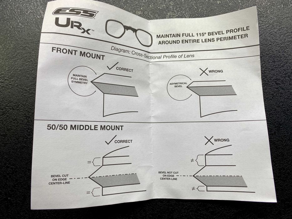 Діоптричні вставки ESS URx Insert для ESS Crossbow, Profile NVG. USA