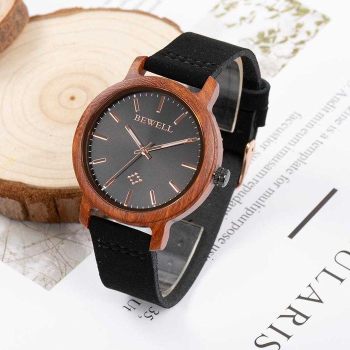 Bewell Zegarek Drewniany unisex (damski/meski - uniwersalny).