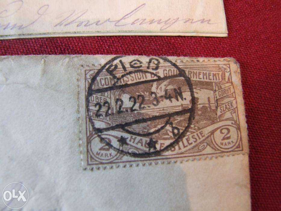 Stara koperta, list z ciekawą datą nadania 22.2.22 r. Pszczyna