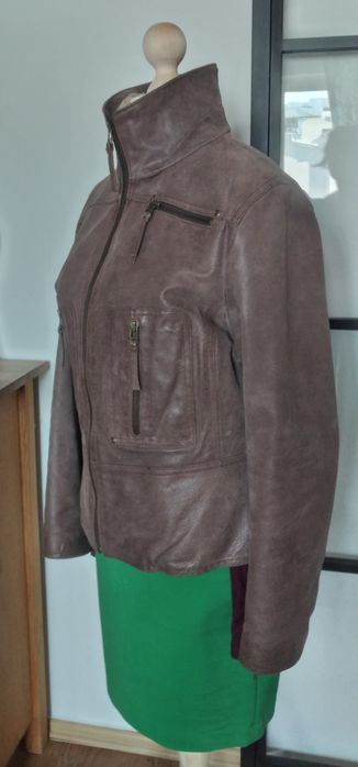 Skórzana,  brązowa kurtka damska w rozmiarze M/L