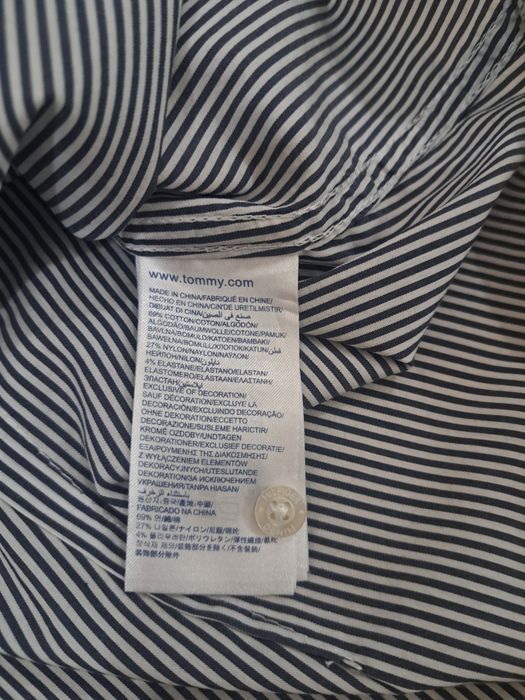 Koszula damska w paski, biało-szaro-granatowa, r. S, Tommy  Hilfiger