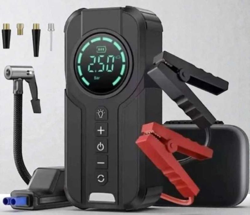 Авто бустер 12V 1000A пуск зарядка компресор 180PSI павербанк 8400 LED