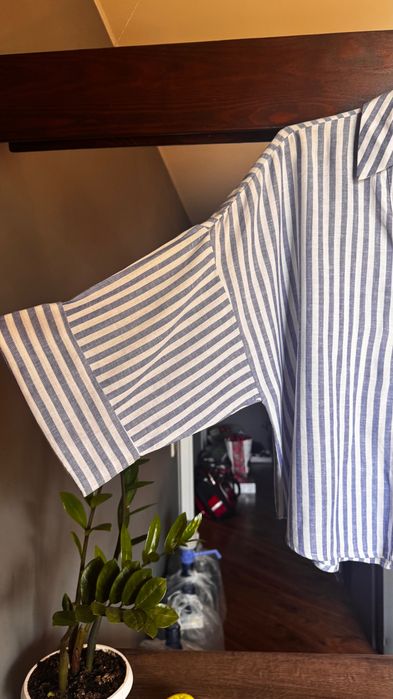 ZARA жіноча сорочка в блакитно-білу смужку, L