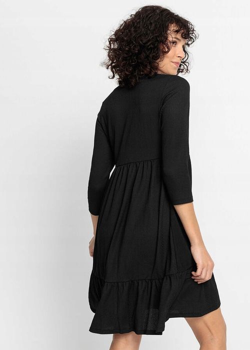 B.P.C sukienka czarna z krepy z falbaną ^32/34