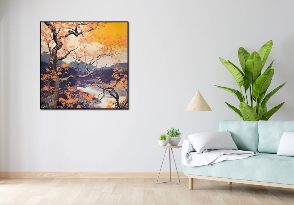 Plakat 100x100cm Złota Jesień nad Jeziorem